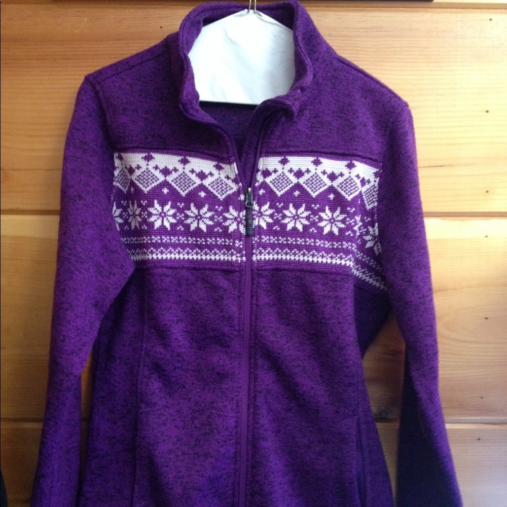 CB purple sweater cardigan snowflake medium