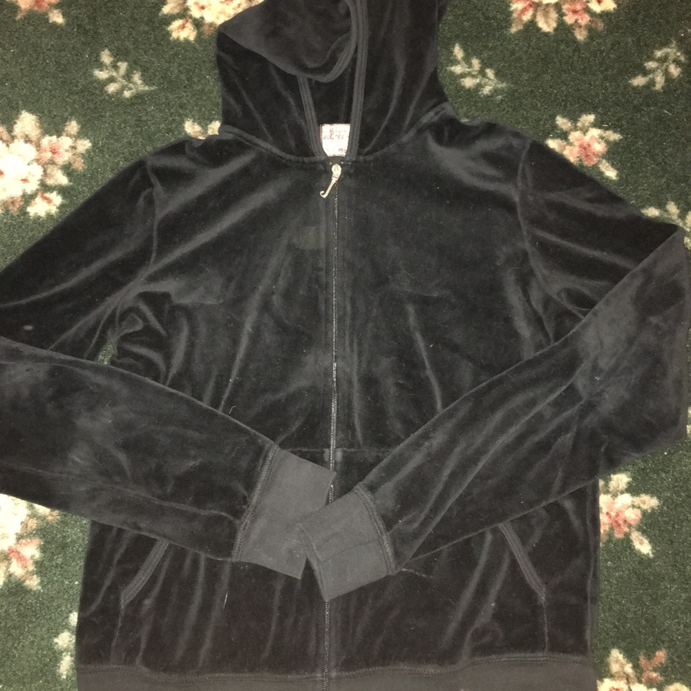 Juicy Couture Black Velour Zip Up Sweatshirt