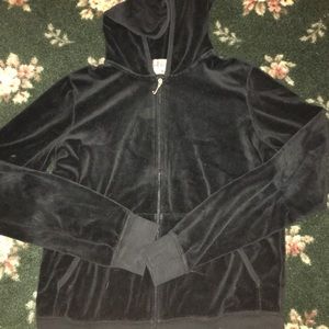 Juicy Couture Black Velour Zip Up Sweatshirt