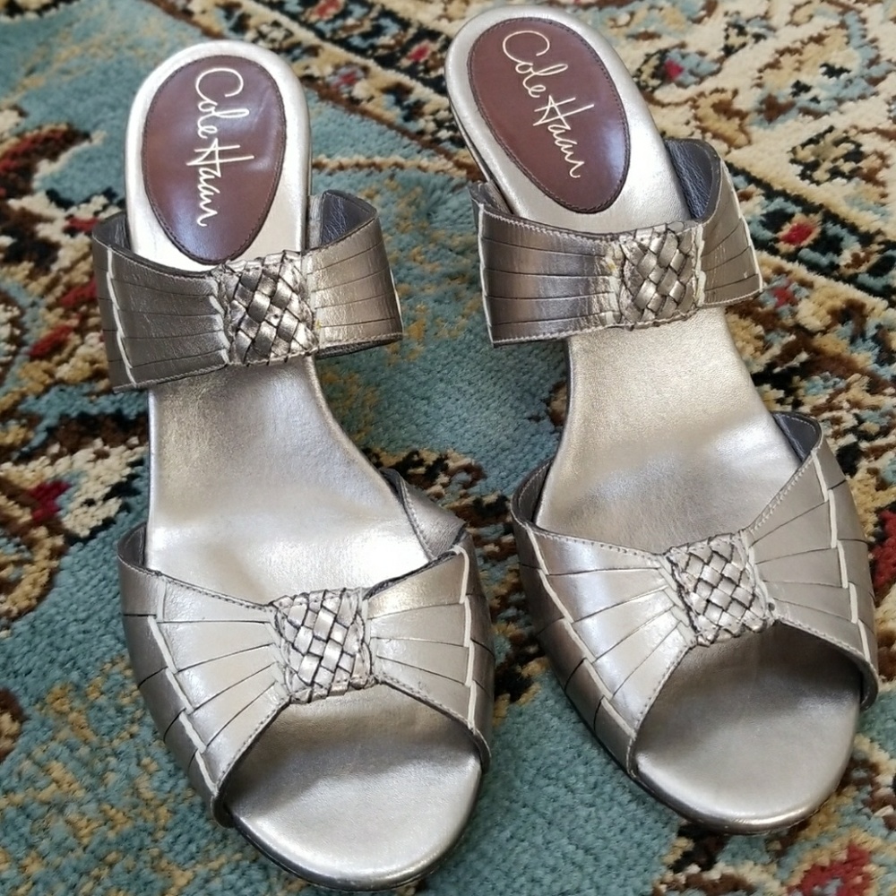 Cole Haan 9.5B Gold Wedge Sandals