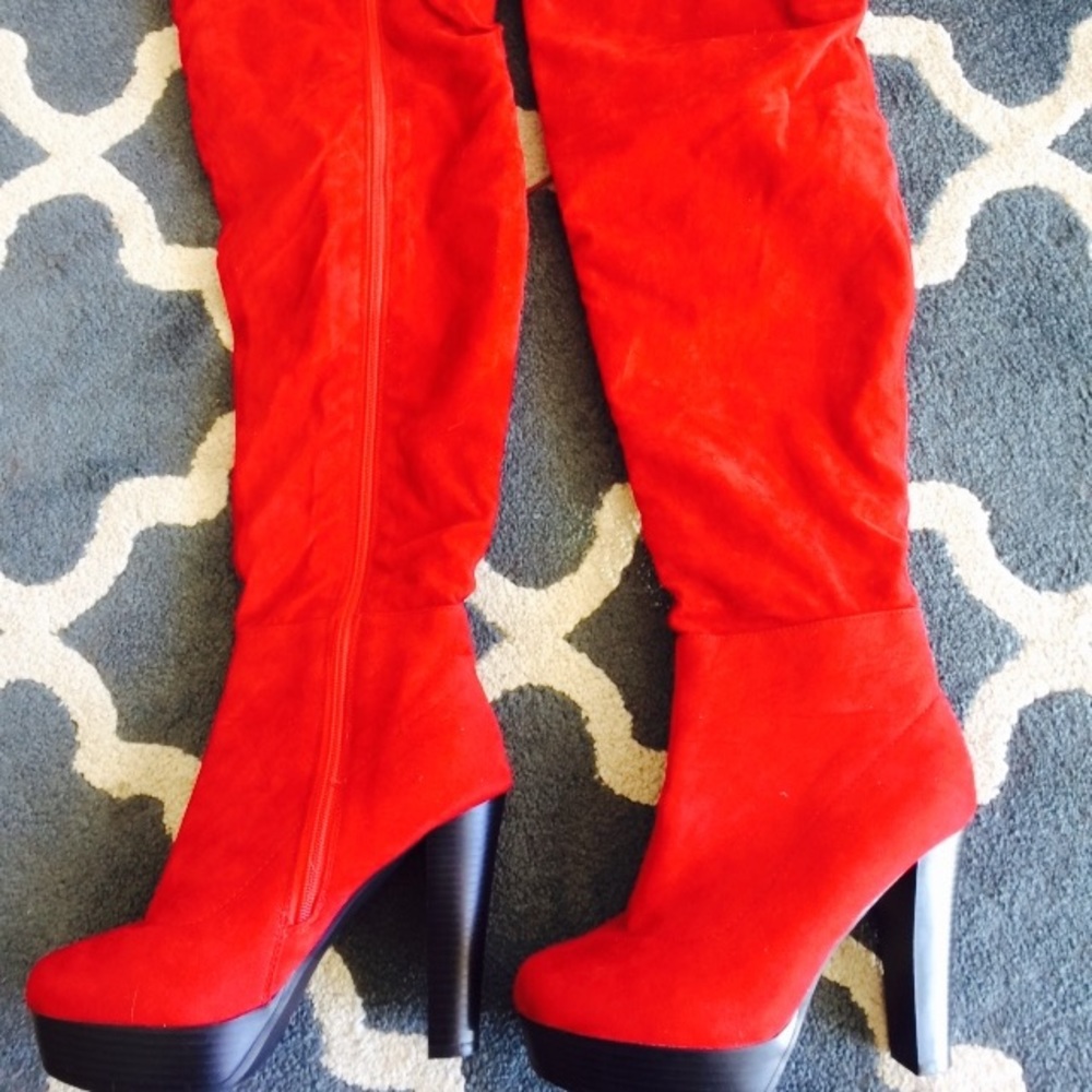 BNWOT!! Red thigh high boots