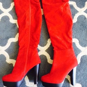 BNWOT!! Red thigh high boots