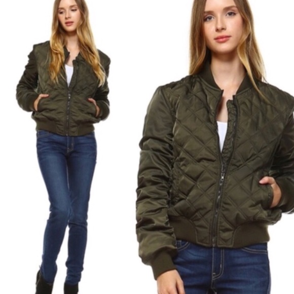 Jackets & Blazers - Olive Green Fall Puffer Jacket 