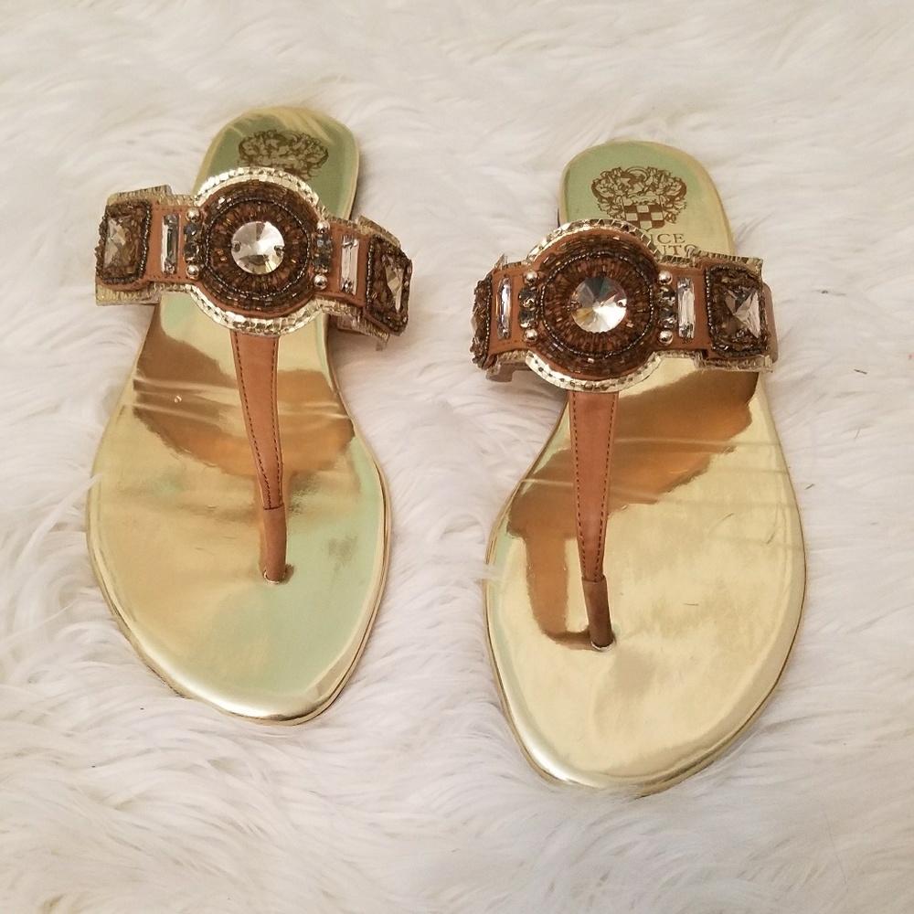 Vince Camuto Gold Thong Sandals size 8.5