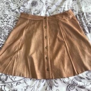 Button front suede skirt
