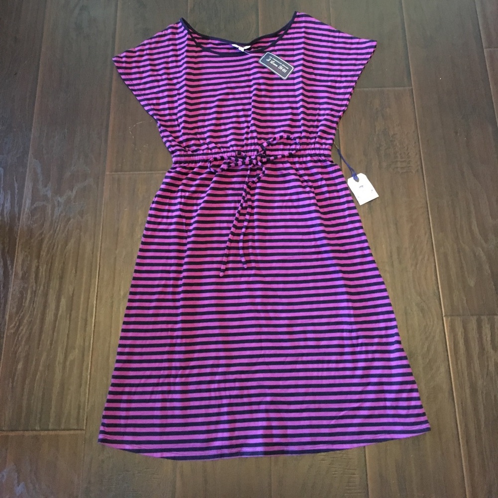 Medium purple navy stripe dress nwt