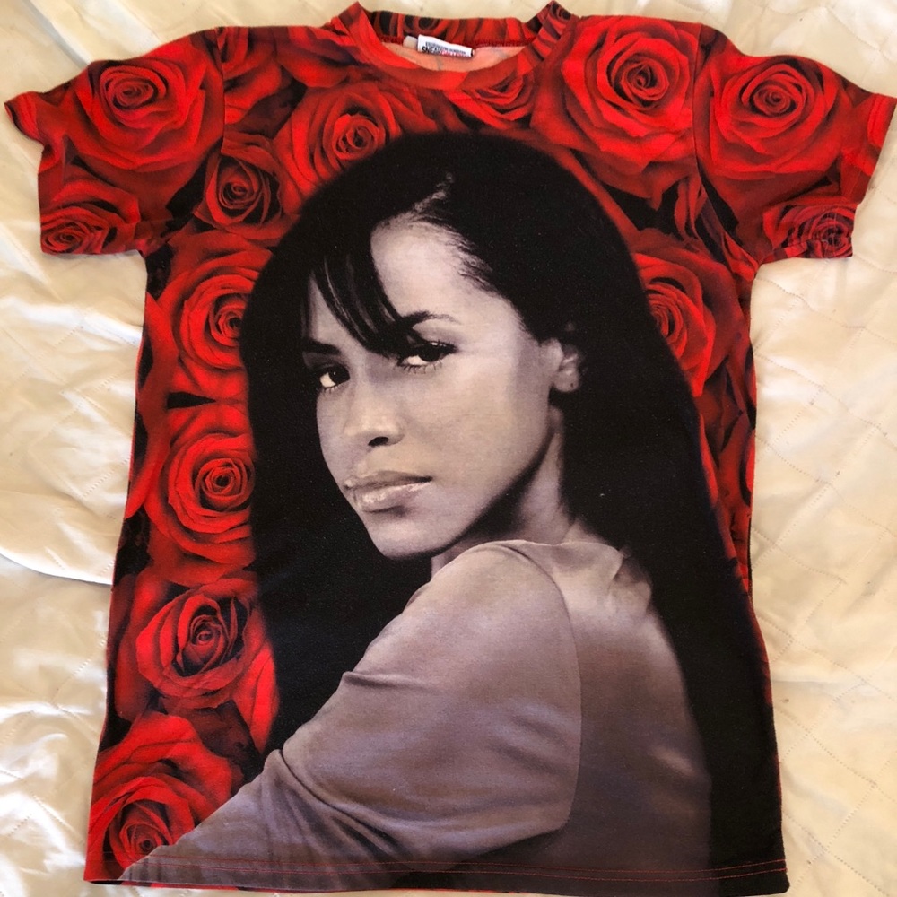 Rose printed Aaliyah portrait shirt