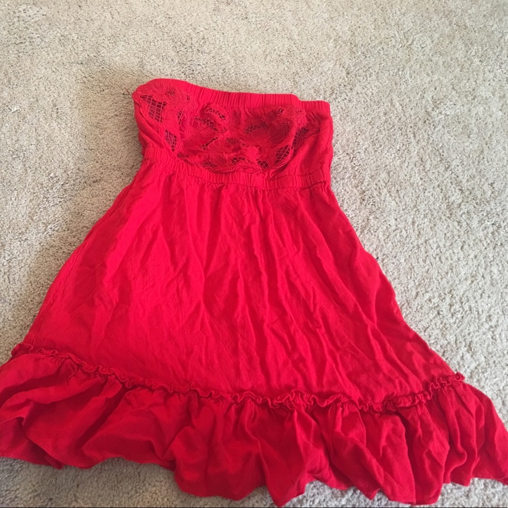 Cute red strapless dress
