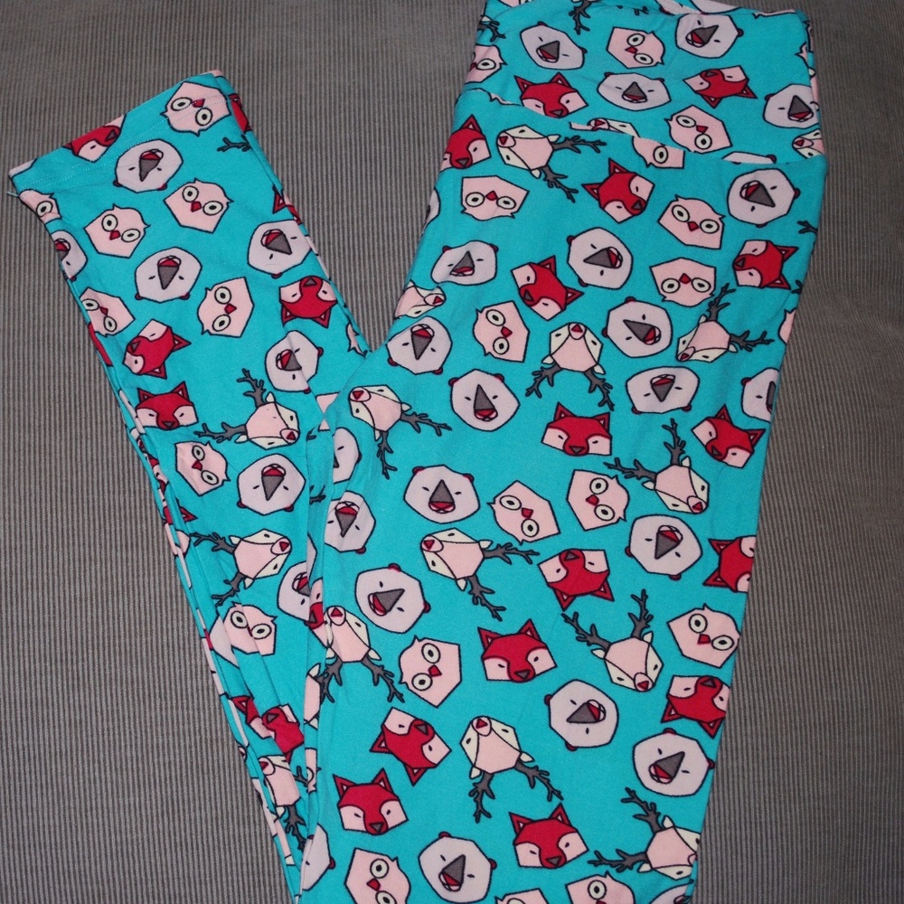 NWOT Blue with Woodland Animals Leggings LuLaRoe