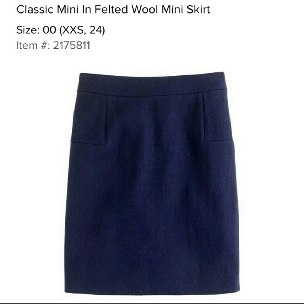 Jcrew wool navy pencil skirt
