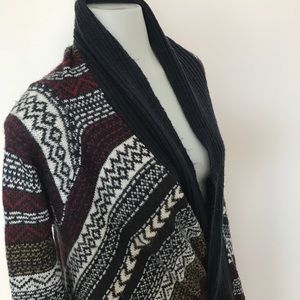 Cozy forever 21 print long asymmetrical cardigan