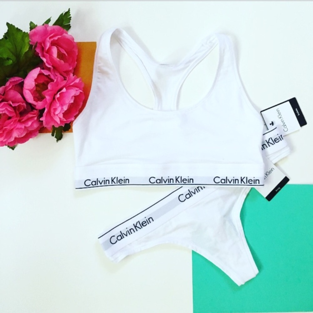CK White Bralette and Panty Set - Picture 1 of 6
