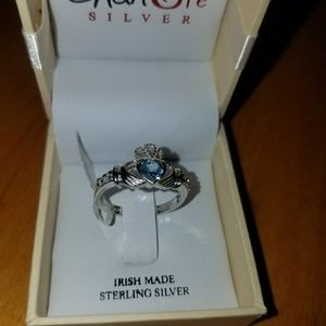 NEW Claddagh Ring w/ December birthstone, size 8.5