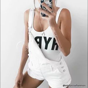 White shorts overalls