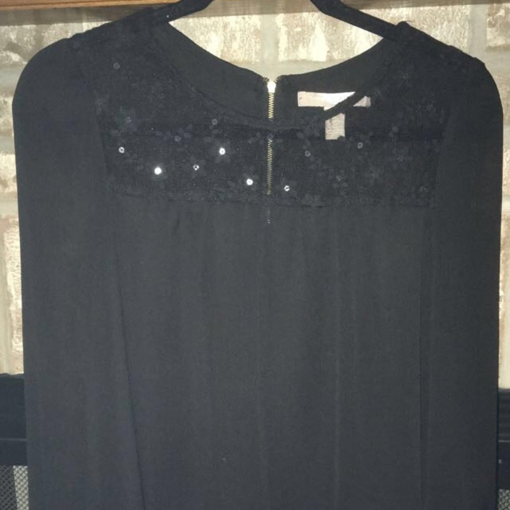 Forever 21 Black L/S Crepe Blouse Sz XS