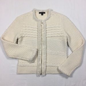 Ann Taylor cream silver zipper cardigan small