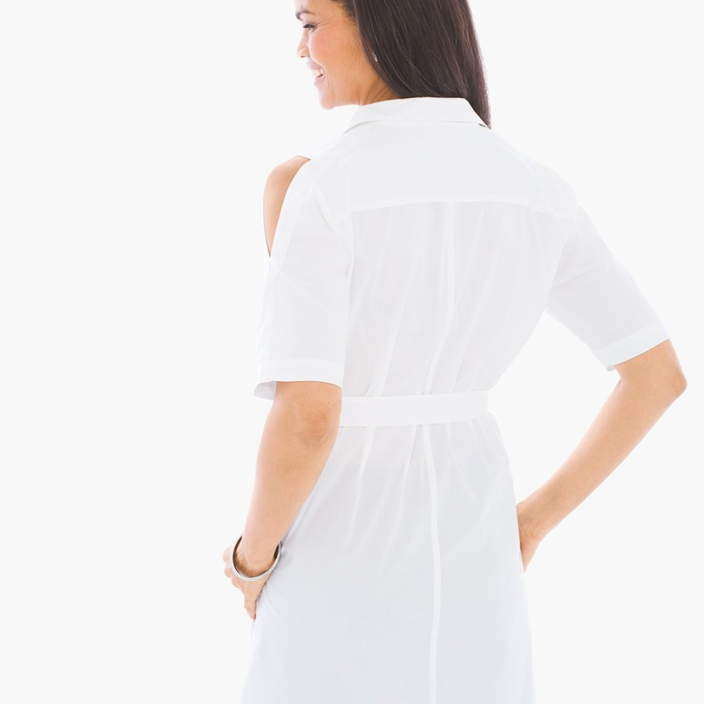 *ONLY 1 LEFT* Cold Shoulder Poplin Shirt - Picture 2 of 4