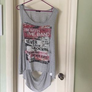 Deb I'm With The Band Open Back Shirt