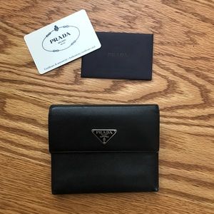 Authentic Prada Black Saffiano Wallet