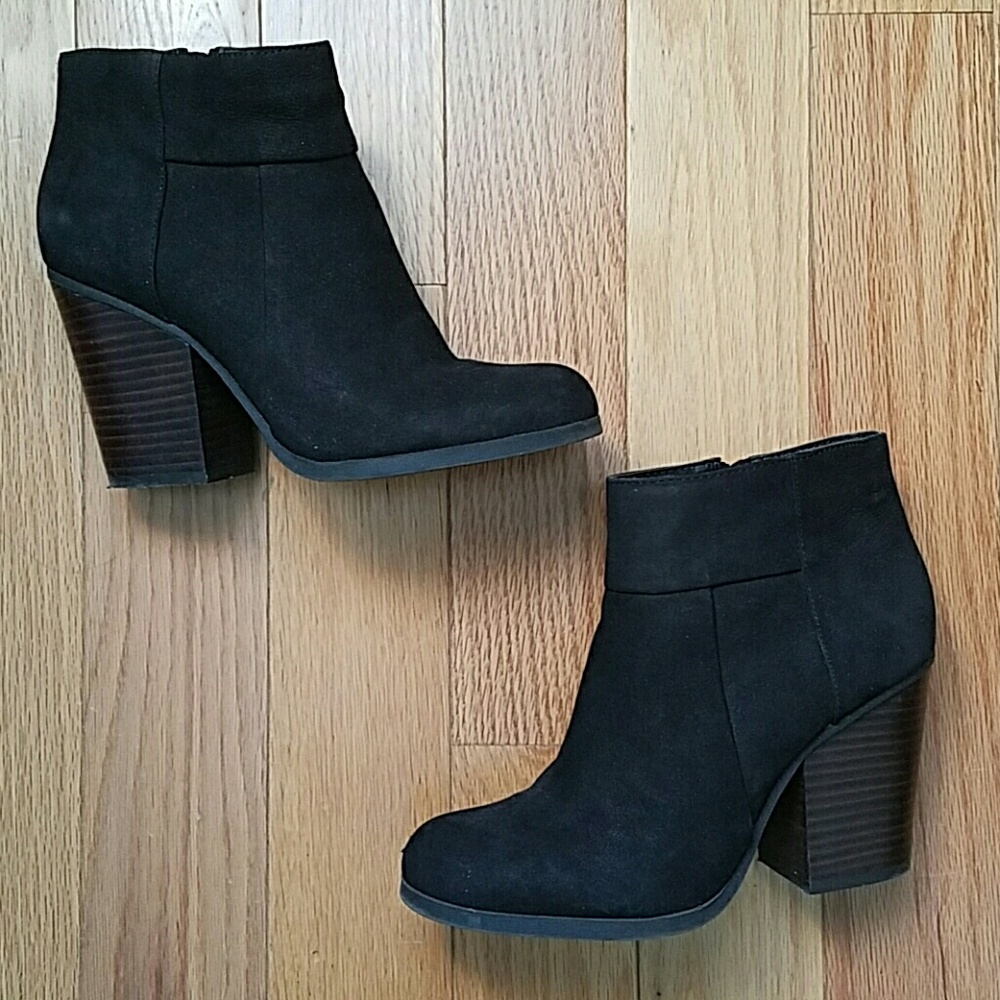 Suede black booties