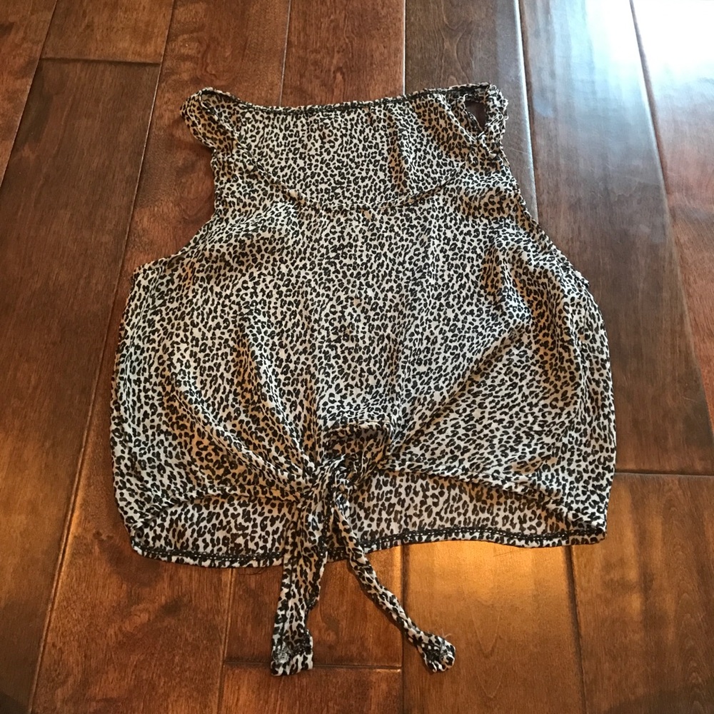 Sheer leopard crop top