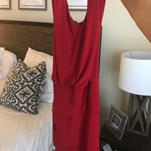 Super cute and flattering red layered dress!