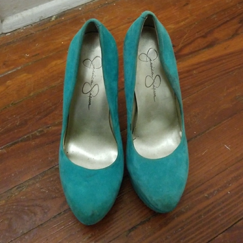 Jessica Simpson turquoise heels