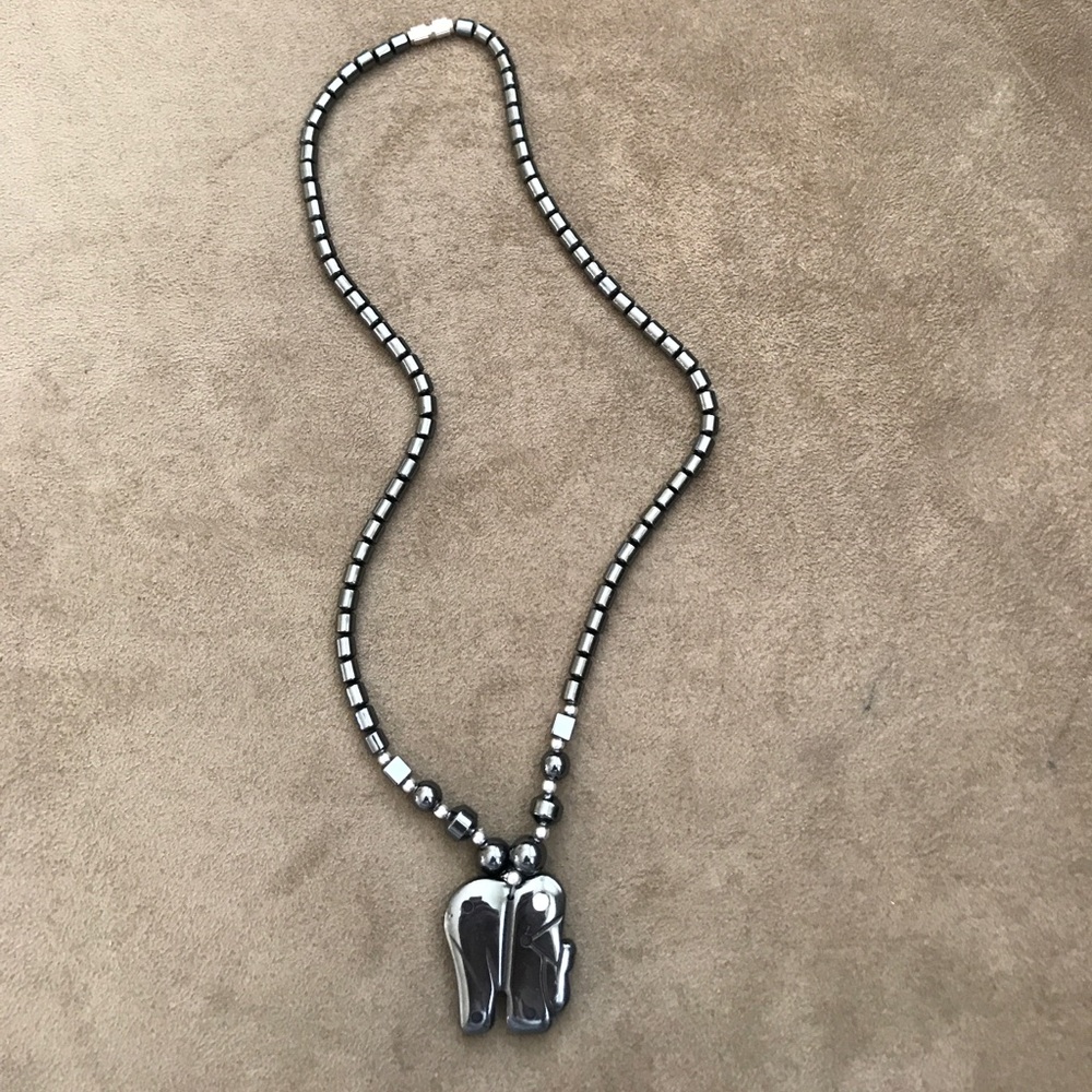 Black glass bead necklace.