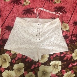 Divided lace shorts. With string to tighten.