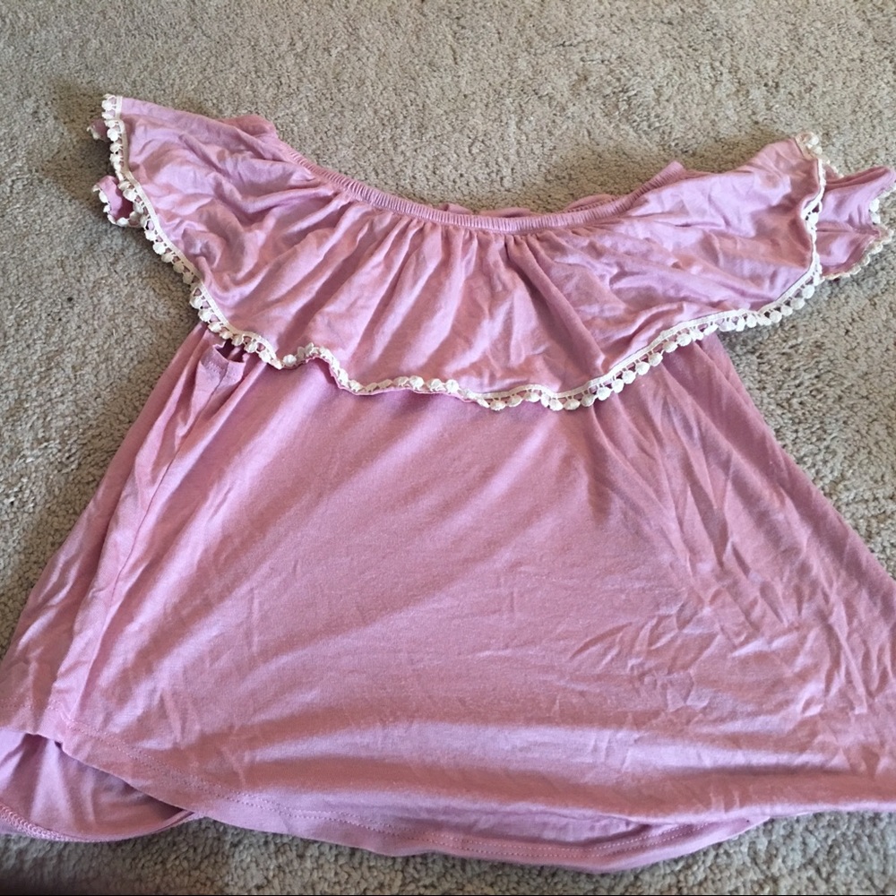 Off shoulder pink tops
