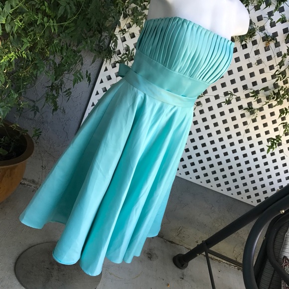 SOLD MORI LEE by Madeline Gardner Aqua Blue Dress 15/16 - Picture 4 of 8