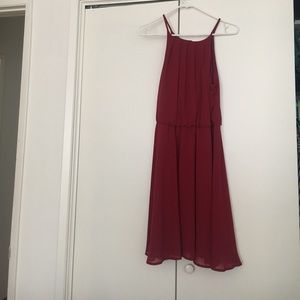 Red high neck mini dress