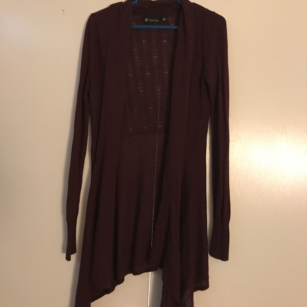 Burgundy cardigan sweater