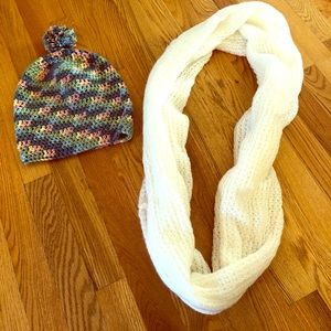 Homemade hat and store bought ivory circle scarf