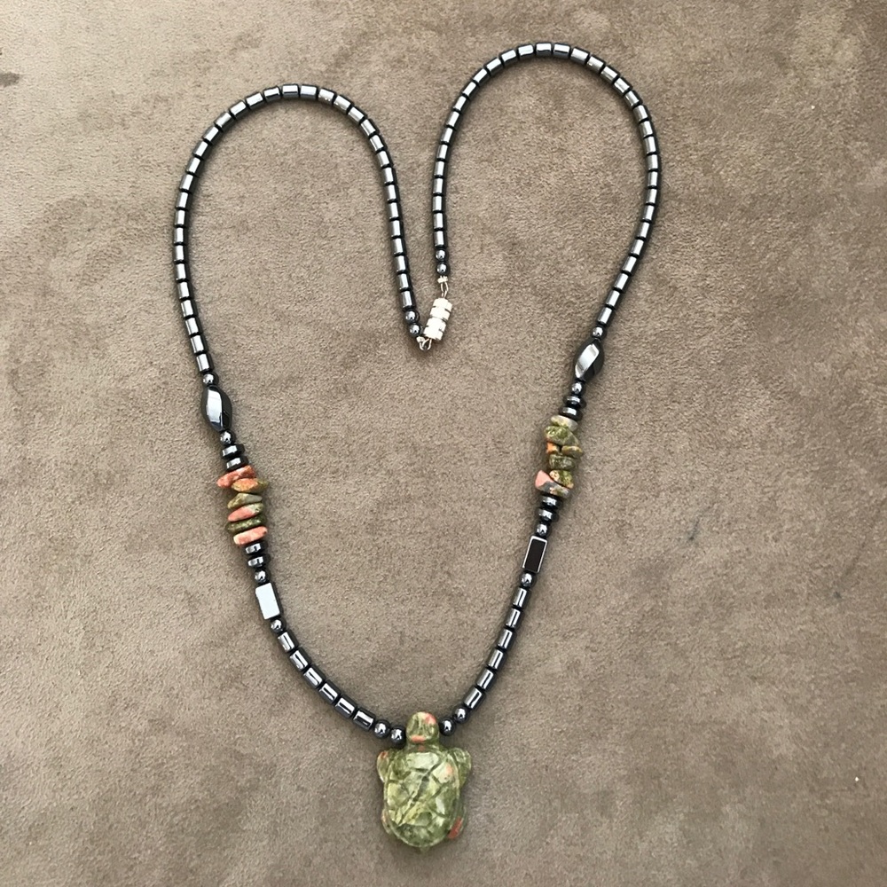 Black glass bead necklace