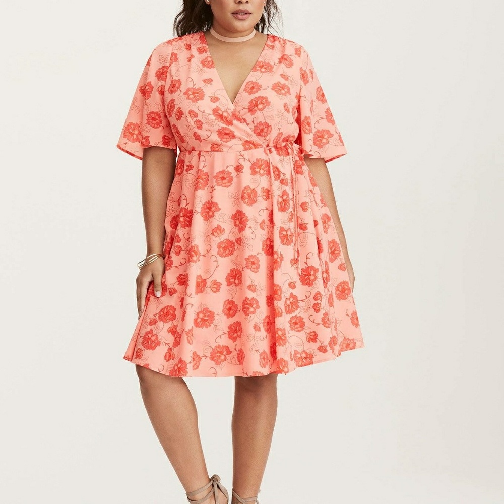 Floral Print Georgette Wrap Dress