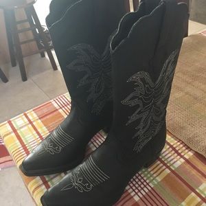 Shoes for Crews black leather cowboy boots