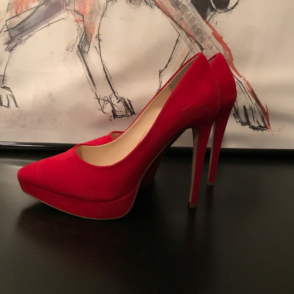 Ruby Red Stiletto Platform Pumps - image 2