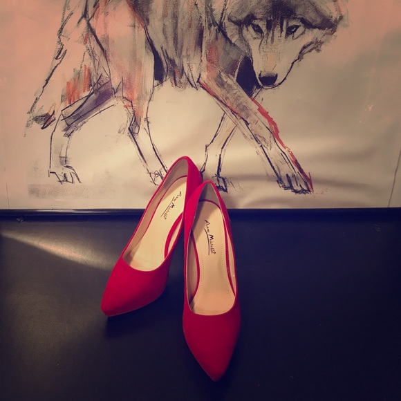 Ruby Red Stiletto Platform Pumps - Picture 1 of 5