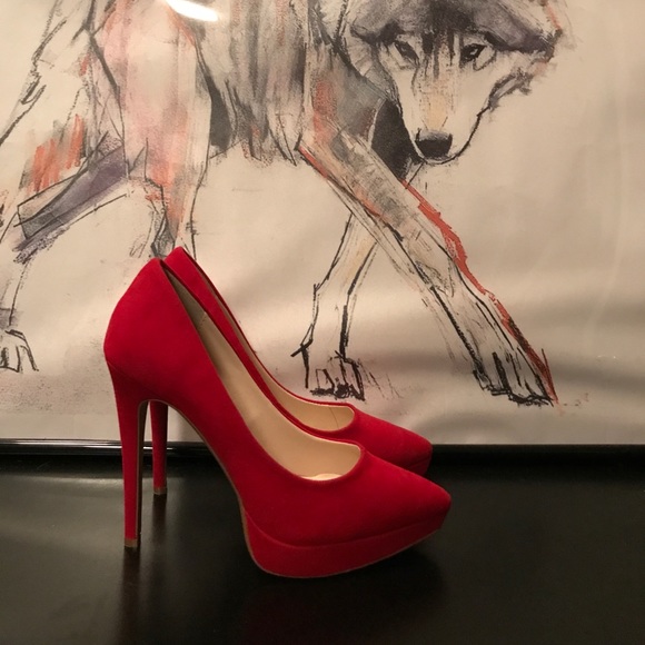 Ruby Red Stiletto Platform Pumps - Picture 4 of 5