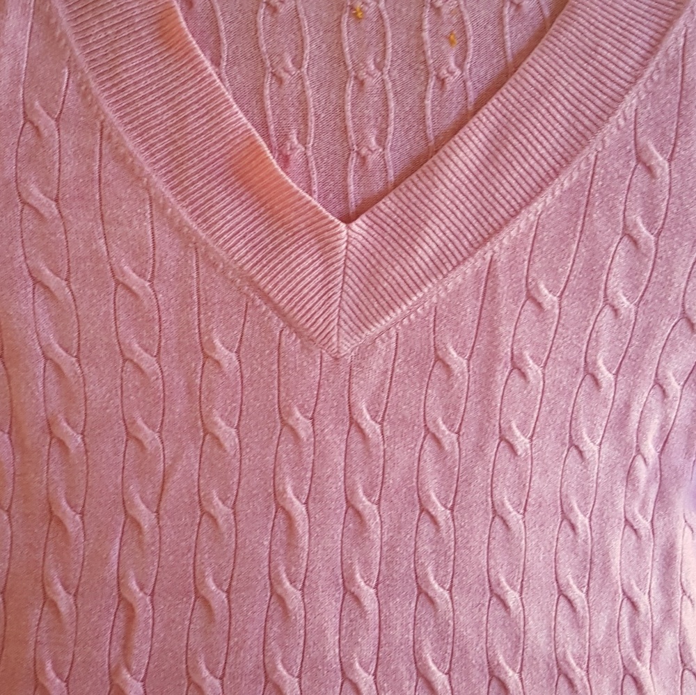 Pretty in Pink ribbed v-neck 3/4 sleeve sweater