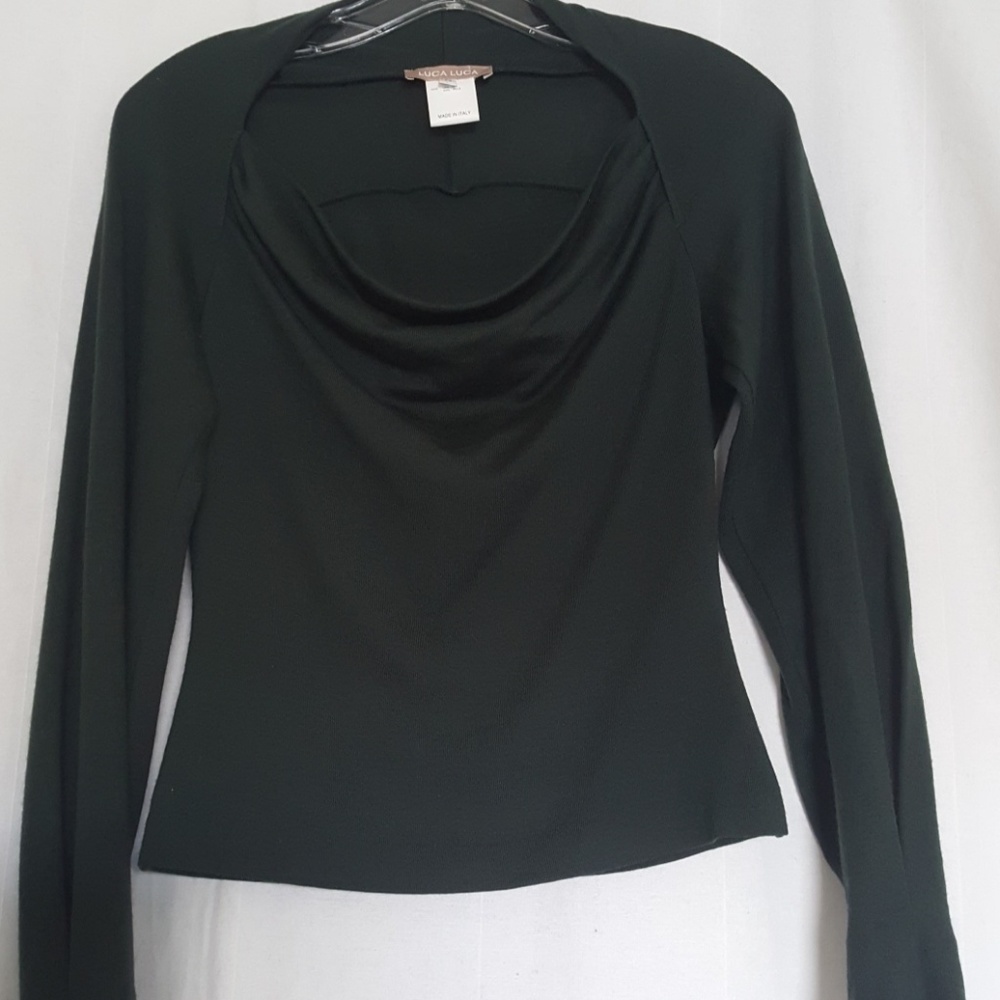 LUCA LUCA Italian Wool Knit Deep Green Pullover - Picture 2 of 8