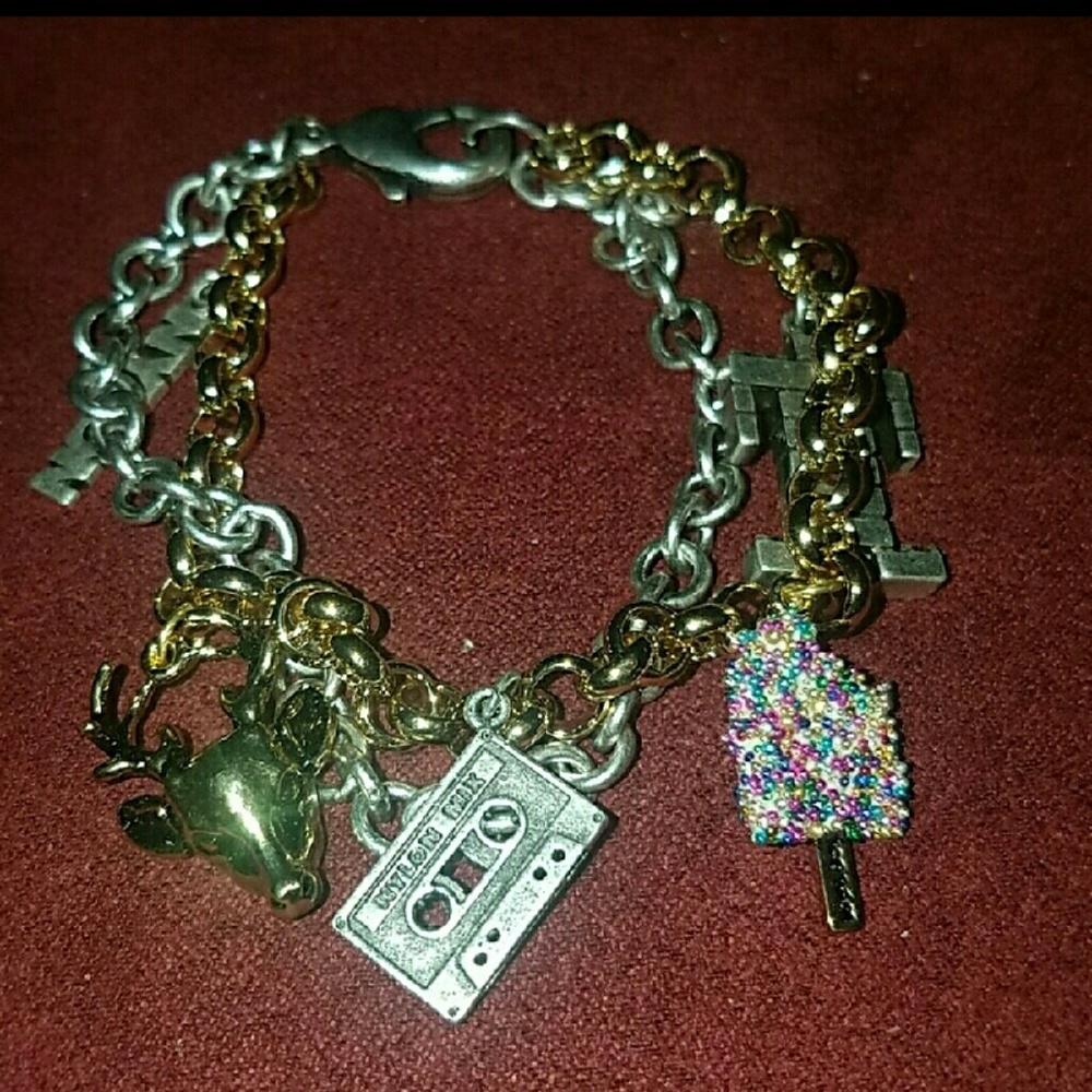 NYLON 2 CHAIN CHARM BRACELET