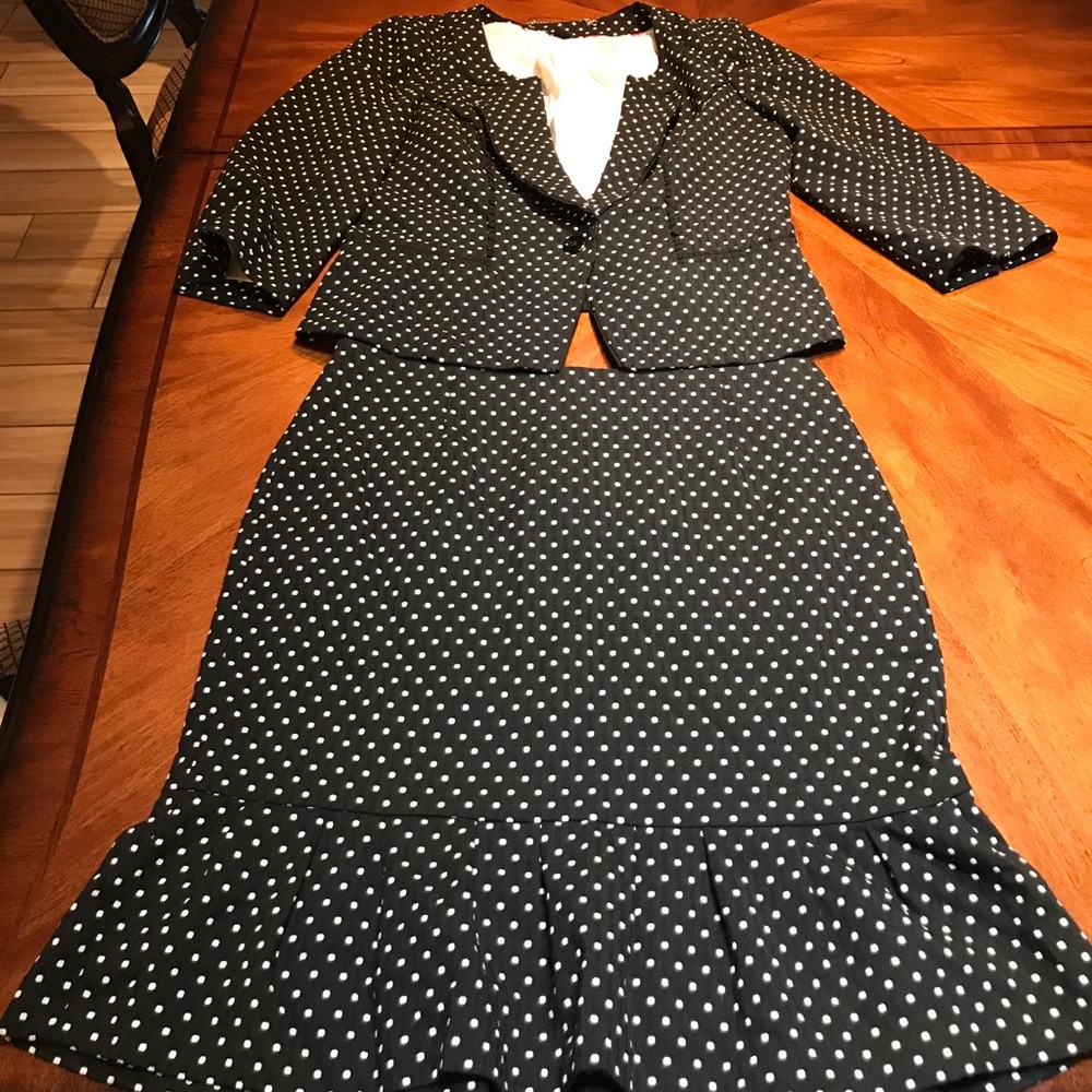 WHBM Black and White Polka Dot Suit
