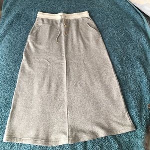 Long French Grey Terry Skirt With Pockets