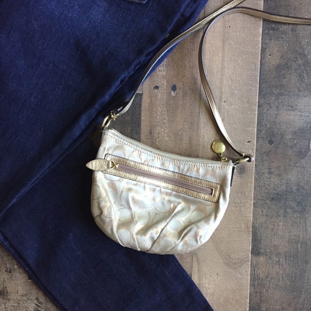 Coach Gold Signature Crossbody Bag Purse Small