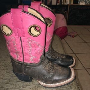 Pink/Brown pull on western boots!