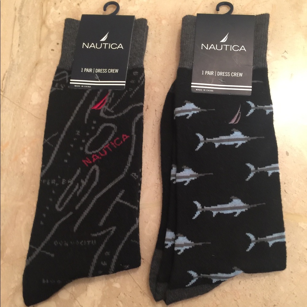 Nautica 2 Dress Socks Map Sailing Swordfish