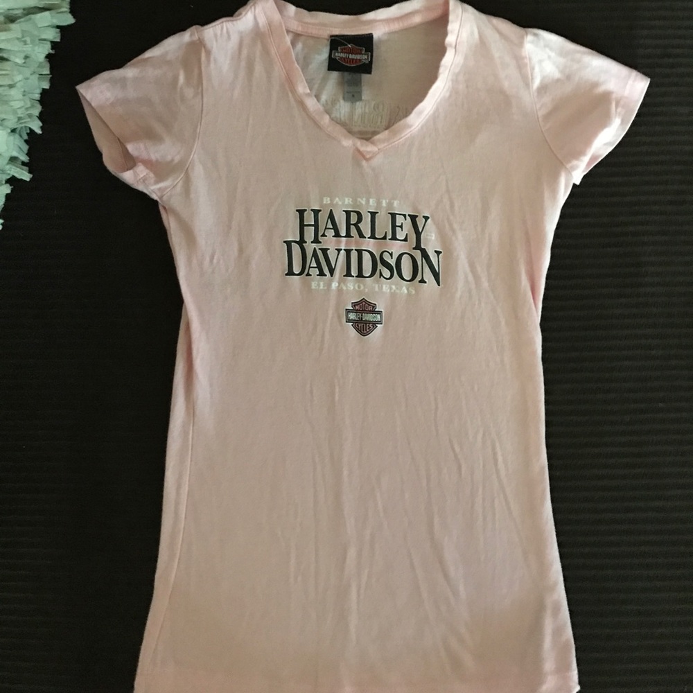 H-D BABY PINK V-NECK TEE