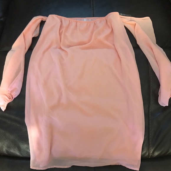Peach Cold Shoulder Dress - Picture 2 of 3